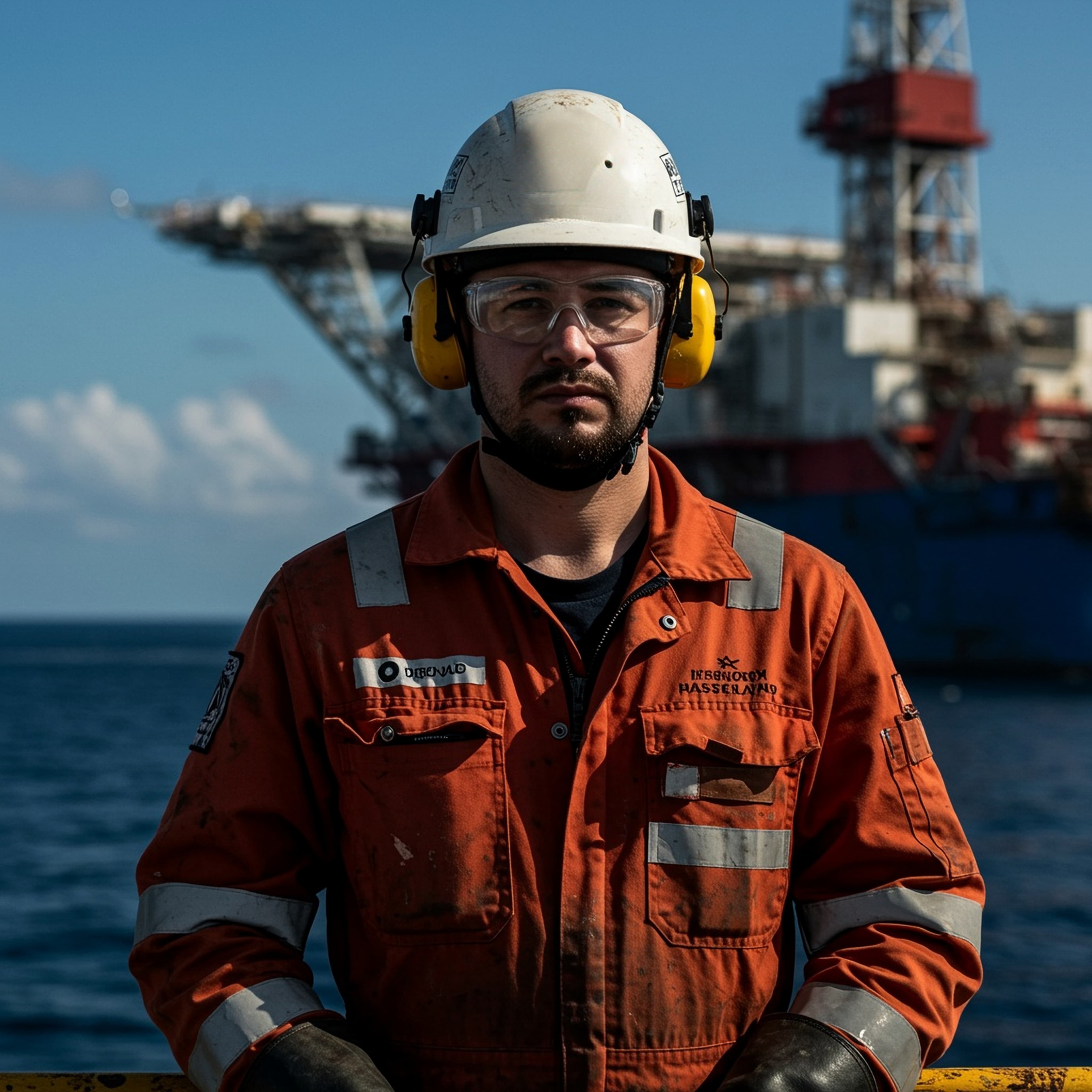 Offshore energy worker at a marine facility