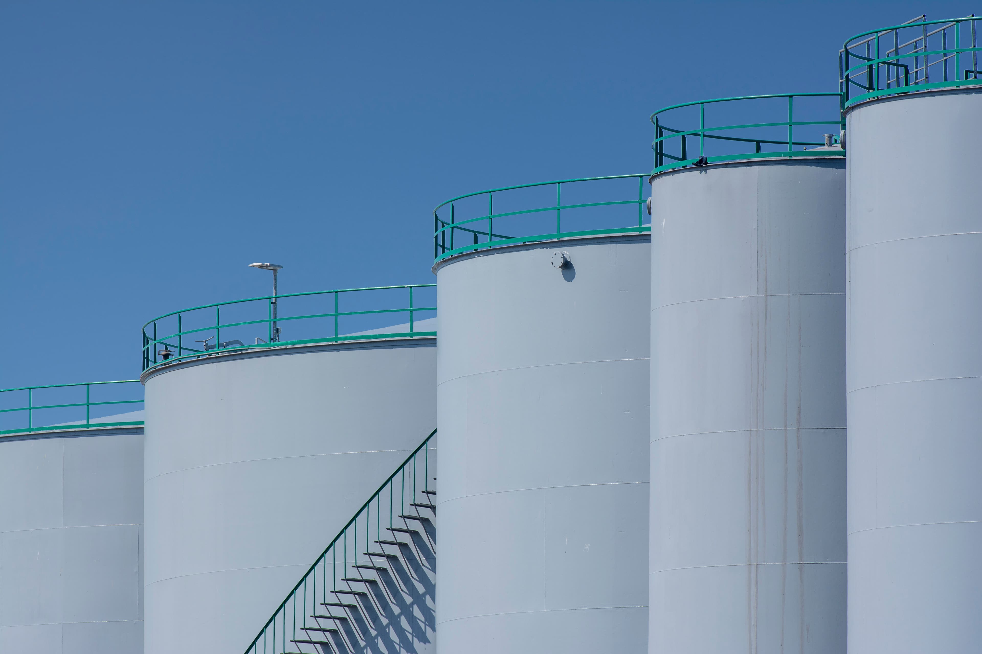 Refined product storage tanks